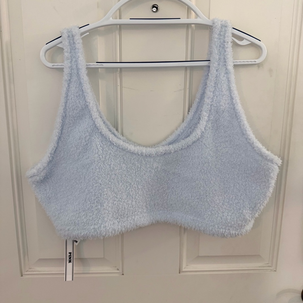 PINK Victoria’s Secret Fuzzy Bralette XXL | NWT Light Blue